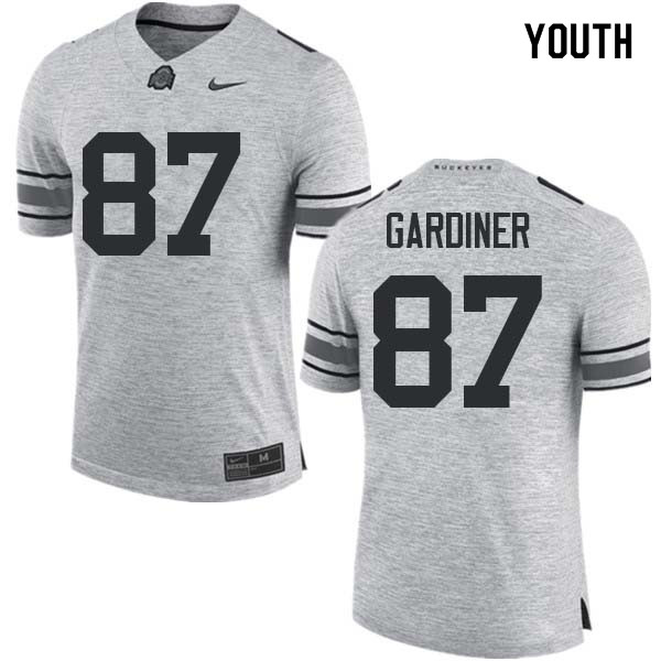 Ohio State Buckeyes Ellijah Gardiner Youth #87 Gray Authentic Stitched College Football Jersey